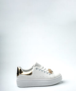 Alternative view of ΛΕΥΚΟ SNEAKER ΜΕ ΧΡΥΣΗ ΚΑΔΕΝΑ ΚΑΙ ΣΤΡΑΣ