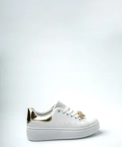 Alternative view of Λευκά Sneakers με Χρυσές Λεπτομέρειες