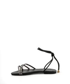 Alternative view of Μαύρα Lace Up Σανδάλια με Glitter