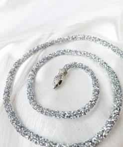 Alternative view of Ασημί Choker Κολιέ Φίδι με Στρας