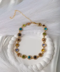 Alternative view of Πολύχρωμο Choker με Κρεμαστές Πέτρες