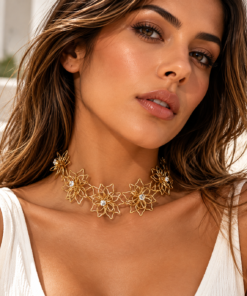 Χρυσό Choker με Λουλούδια
