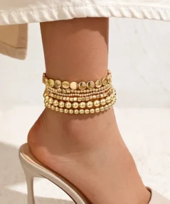 Alternative view of Σετ 6 τεμαχίων Beaded Stretch Anklets Set