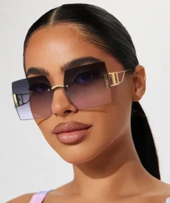 Γυαλιά γκρι με μεταλλικό σκελετό Rimless Μεγάλο τετράγωνο