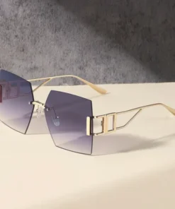 Alternative view of Γυαλιά γκρι με μεταλλικό σκελετό Rimless Μεγάλο τετράγωνο