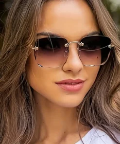 Μεγάλα τετράγωνα γυαλιά χωρίς στεφάνη (Goldenframe gradient gray lens)