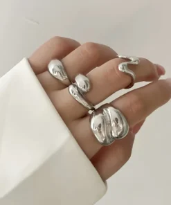 Σετ δαχτυλιδιών από κράμα με vintage - Silver