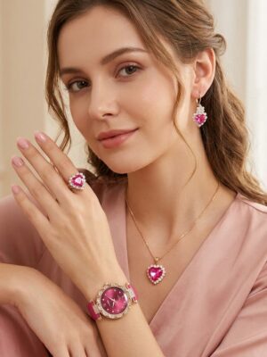 Σετ Γυναικείο Ροζ Ρολόι& Σετ Κοσμημάτων