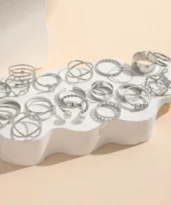 Alternative view of Πολυτελές Silver σετ δαχτυλίδι για γυναίκες, 22 τμχ, διάφορα σχέδια