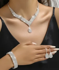 Σετ κοσμημάτων Silver, Ασημένιο κολιέ, κρεμαστά σκουλαρίκια, βραχιόλι