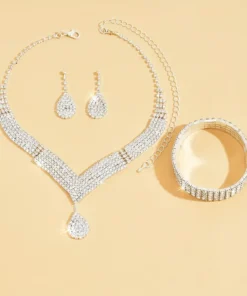 Alternative view of Σετ κοσμημάτων Silver, Ασημένιο κολιέ, κρεμαστά σκουλαρίκια, βραχιόλι