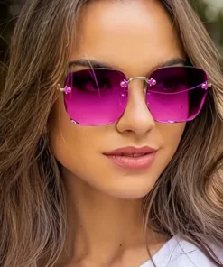 Μεγάλα τετράγωνα γυαλιά χωρίς στεφάνη (Double Pink)