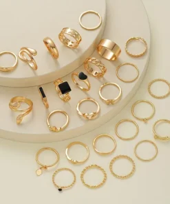 Alternative view of Πολυτελές Gold σετ δαχτυλίδι για γυναίκες, 27 τμχ, διάφορα σχέδια