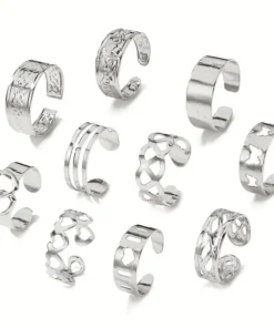 Alternative view of 10τμχ Σετ Silver Γεωμετρικό Δαχτυλίδι Ποδιών Summer Foot Ring