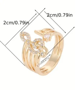 Alternative view of Γαλλικού στυλ δαχτυλίδι gold μανσέτας με σχέδιο μουσικής