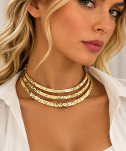 Χρυσό Choker Κολιέ Τριών Σειρών