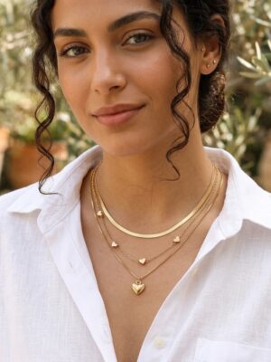 3 Τμχ/Σετ Luxury Simple Style Love Heart Snake Chain Κολιέ Αλυσίδα