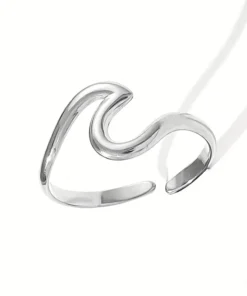 Alternative view of Σικ Δαχτυλίδι Ανοξείδωτο με Κύματα silver