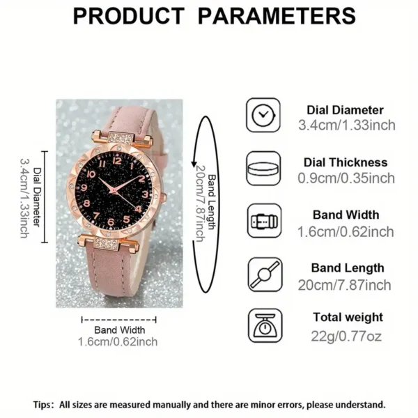 1 Γυναικείο Στρογγυλό Ρολόι Quartz και 5 Κοσμήματα - Image 4