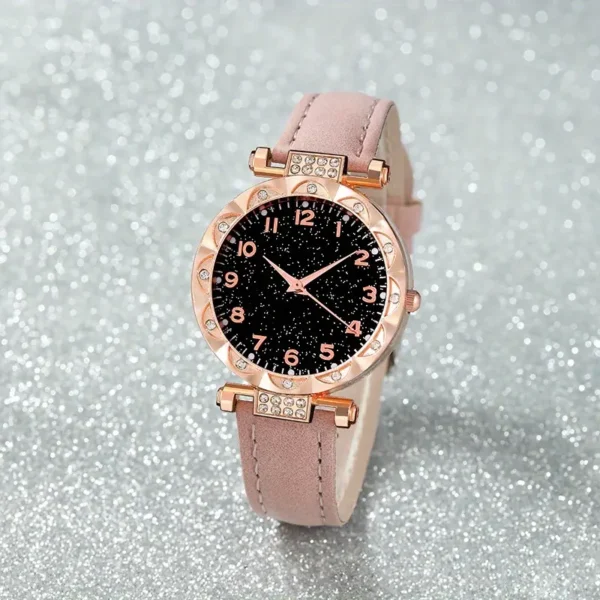 1 Γυναικείο Στρογγυλό Ρολόι Quartz και 5 Κοσμήματα - Image 2