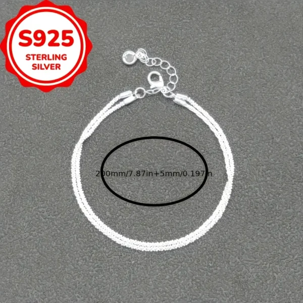 Αλυσιδα ποδιού Εlegant S925 Sterling Silvery Double Layer Anklet - Image 3