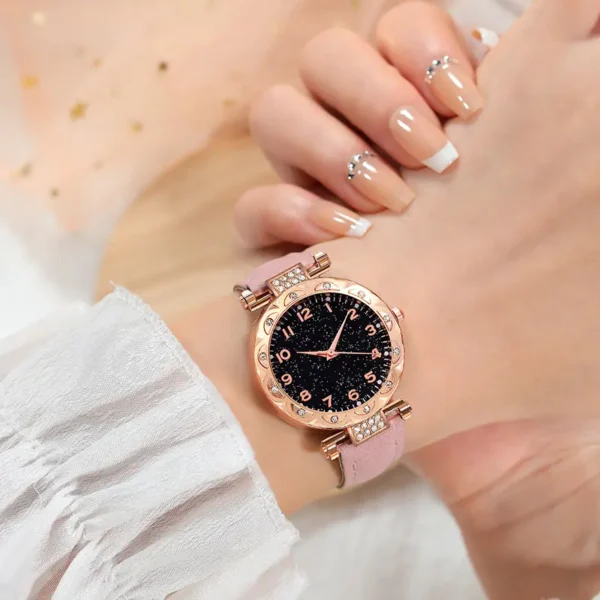 1 Γυναικείο Στρογγυλό Ρολόι Quartz και 5 Κοσμήματα - Image 5