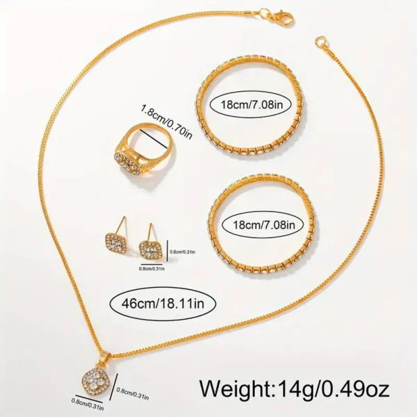1 τεμ. Γυναικείο Στρογγυλό Κομψό Απλό Ρολόι Quartz Και 6 τεμ. Κοσμήματα - Image 4