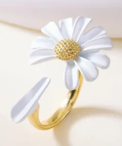 1pc Ελκυστικό Ρίγγι με Νταίζι για Γυναίκες, 18K Χρυσό Πλατιστό Ζινούνιο