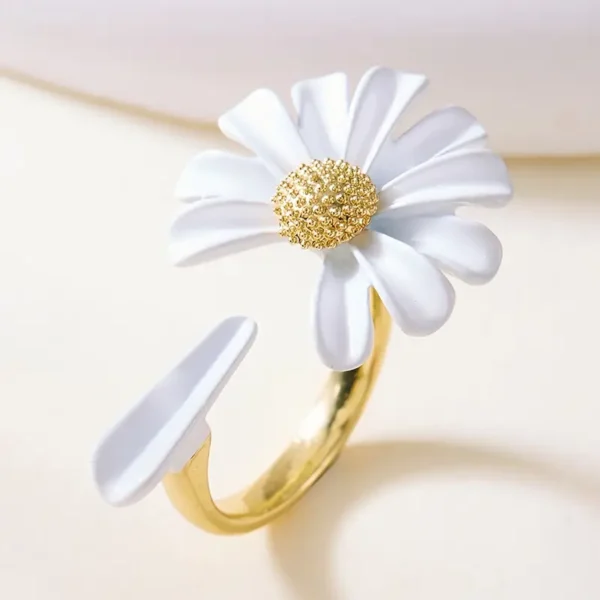 1pc Ελκυστικό Ρίγγι με Νταίζι για Γυναίκες, 18K Χρυσό Πλατιστό Ζινούνιο