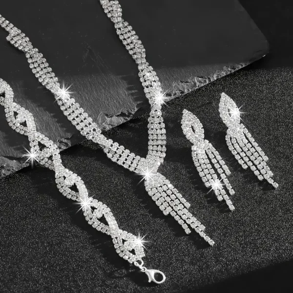 Εξαίρετος 3pcs Κύκλος Κολιέ με Λάμψη Τυρβωμένη Ρινέστο - Image 2