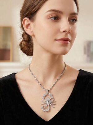 Trendy Zircon Golden Scorpion μενταγιόν SILVER