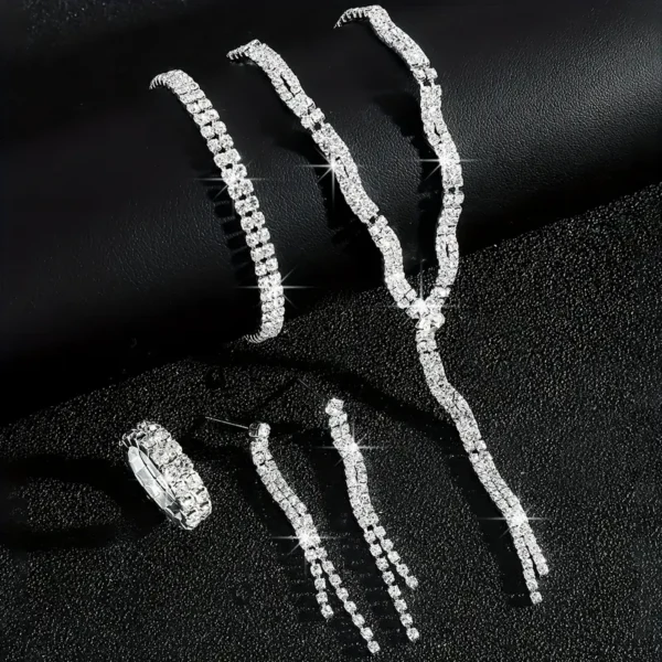 4pcs Σετ Κολιέ - Δαχτυλίδι & Βραχιόλι με Λίθους - Image 3