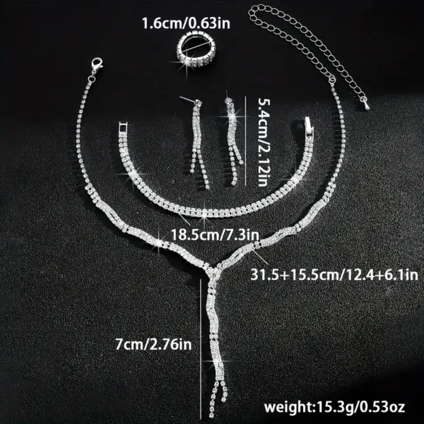 4pcs Σετ Κολιέ - Δαχτυλίδι & Βραχιόλι με Λίθους - Image 4