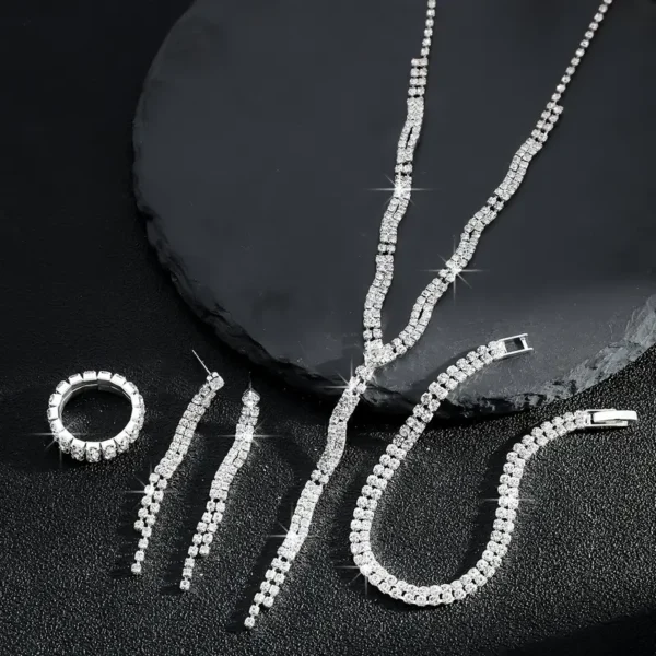 4pcs Σετ Κολιέ - Δαχτυλίδι & Βραχιόλι με Λίθους - Image 2