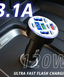 Alternative view of 120W 8-σε-1 Φορτιστής Αυτοκινήτου με Ψηφιακή Ένδειξη Τάσης, 4 Θύρες USB & 4 PD, Γρήγορη Φόρτιση 120W