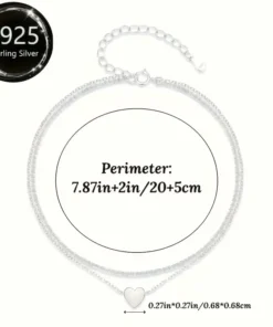 Alternative view of S925 διπλη αλυσιδα Καρδιά
