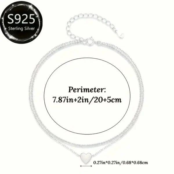 S925 διπλη αλυσιδα Καρδιά - Image 2