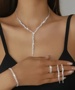 4pcs Σετ Κολιέ - Δαχτυλίδι & Βραχιόλι με Λίθους