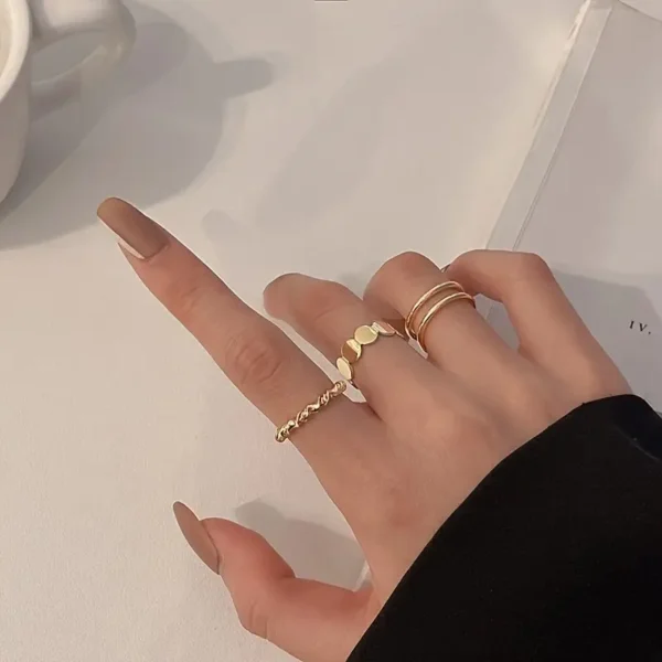 3pcs Δαχτυλίδια Γυναικεία με Σχέδιο Μίας Λέξης GOLD