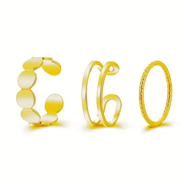 3pcs Δαχτυλίδια Γυναικεία με Σχέδιο Μίας Λέξης GOLD - Image 5