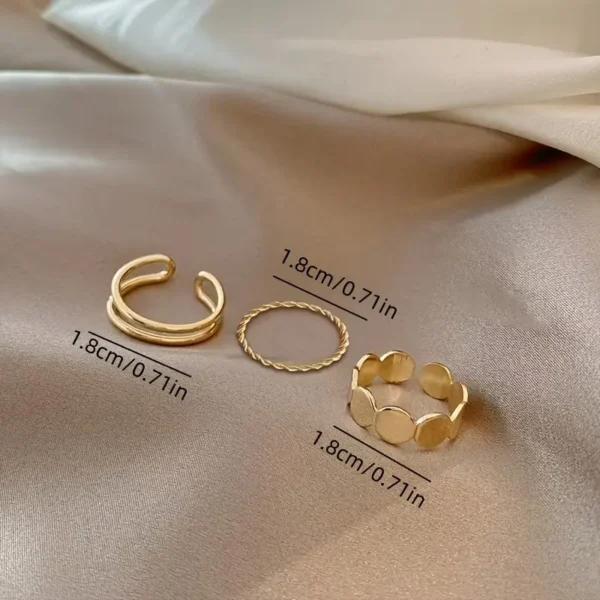 3pcs Δαχτυλίδια Γυναικεία με Σχέδιο Μίας Λέξης GOLD - Image 4