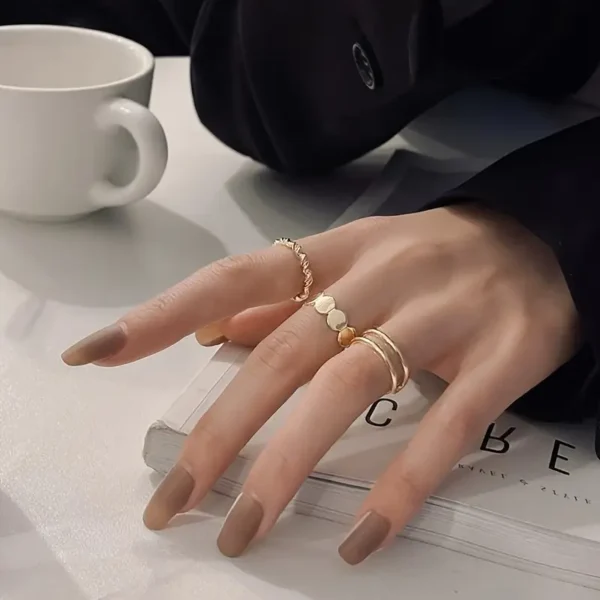 3pcs Δαχτυλίδια Γυναικεία με Σχέδιο Μίας Λέξης GOLD - Image 3