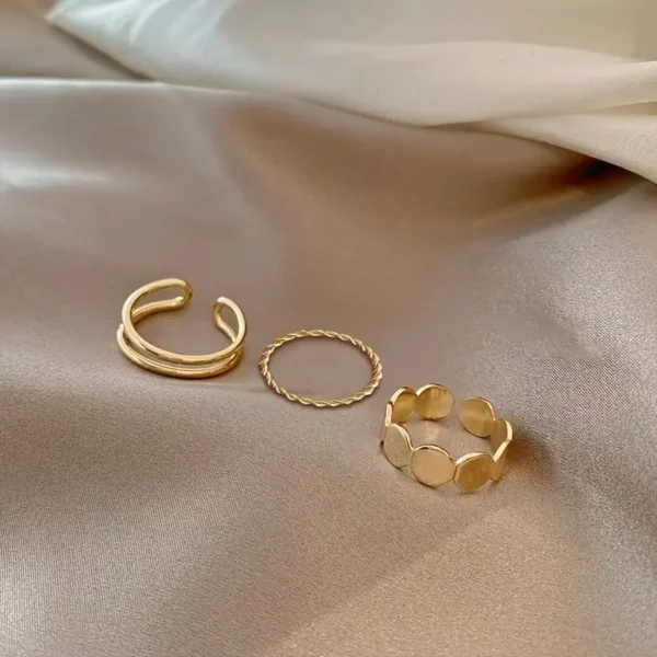 3pcs Δαχτυλίδια Γυναικεία με Σχέδιο Μίας Λέξης GOLD - Image 2