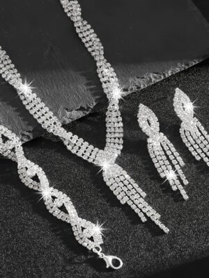 Alternative view of Εξαίρετος 3pcs Κύκλος Κολιέ με Λάμψη Τυρβωμένη Ρινέστο