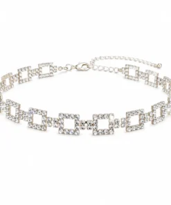 Alternative view of Ασημί Choker Κολιέ με Στρας