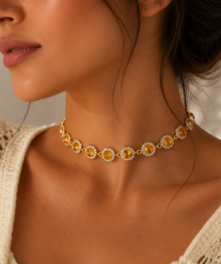 Γυναικείο Choker Κολιέ Gold Crystal Glam