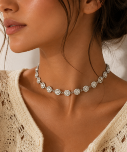 Γυναικείο Choker Κολιέ Silver Crystal Glam