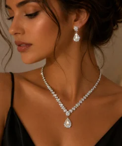 Silver Crystal Jewelry Set