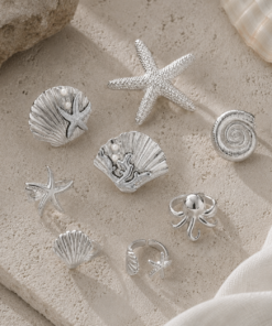Alternative view of Σετ Γυναικείων Δαχτυλιδιών Silver Ocean Starfish 7 Τεμαχίων