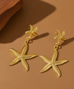 Alternative view of Γυναικεία Σκουλαρίκια Gold Starfish Από Ανοξείδωτο Ατσάλι